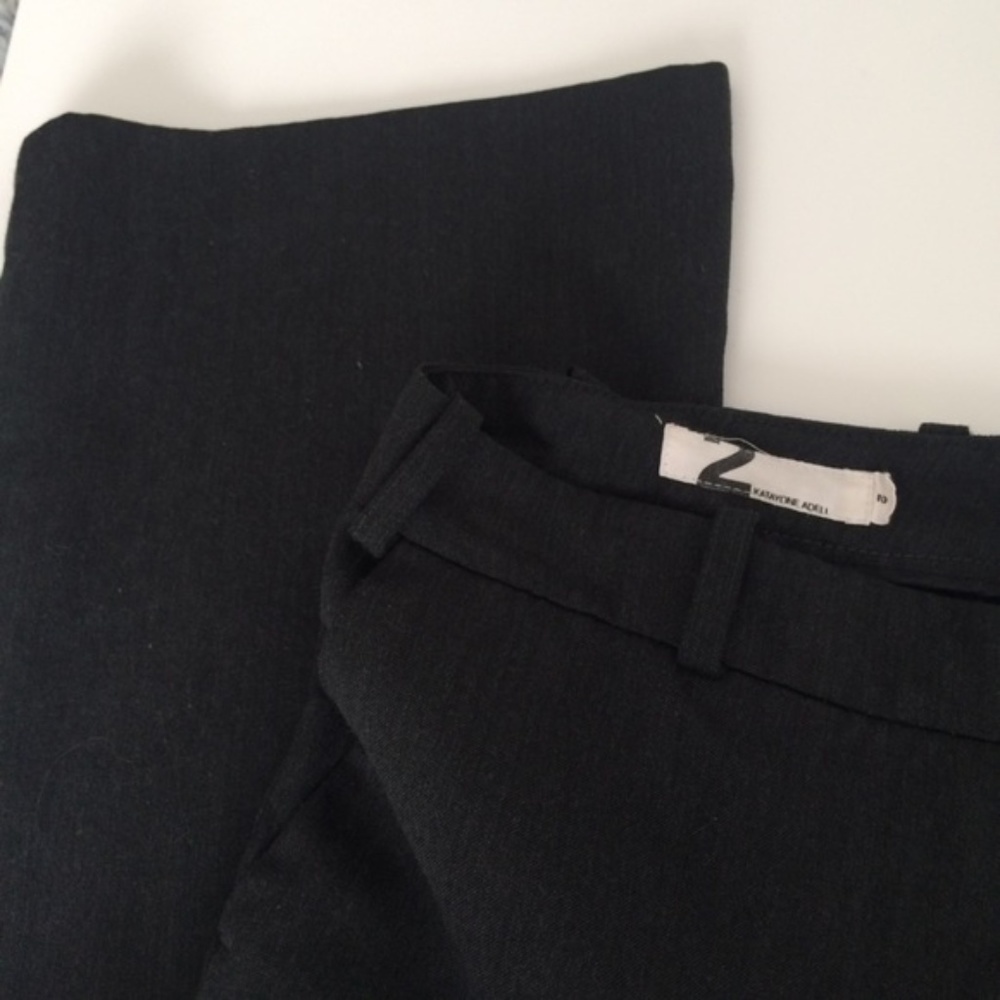 Katayone Adeli Gray Wool Flare Leg Dress Pants 2